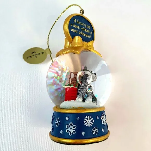Danbury Mint Christmas Miniature Schnauzer Mini Snow Globe Ornament Dog House - Picture 9 of 11